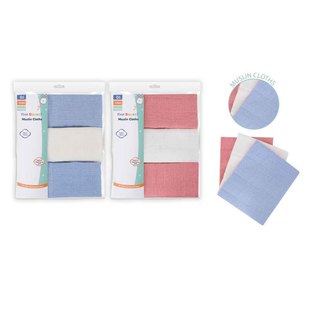 FS946: 3 Pack Muslin Cloths FS946: 3 Pack Muslin Cloths